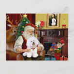 Santa&#39;s Bichon Frise (#1) Holiday Postcard at Zazzle