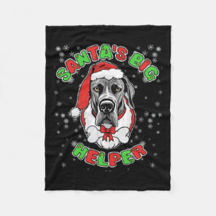 Santa's Big Helper Great Dane Dog Lover Christmas Fleece Blanket