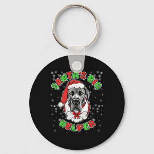 Santa's Big Helper Great Dane Dog Lover Christmas Keychain