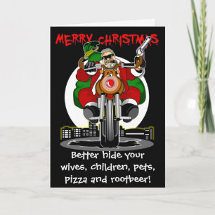 Santa's Biker Helper Bubba Claus Holiday Card