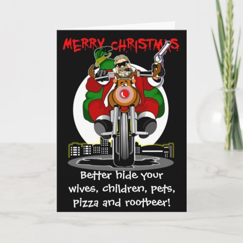 Santas Biker Helper Bubba Claus Holiday Card