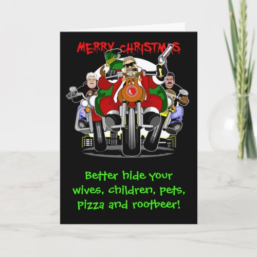 Santas Biker Helpers Holiday Card