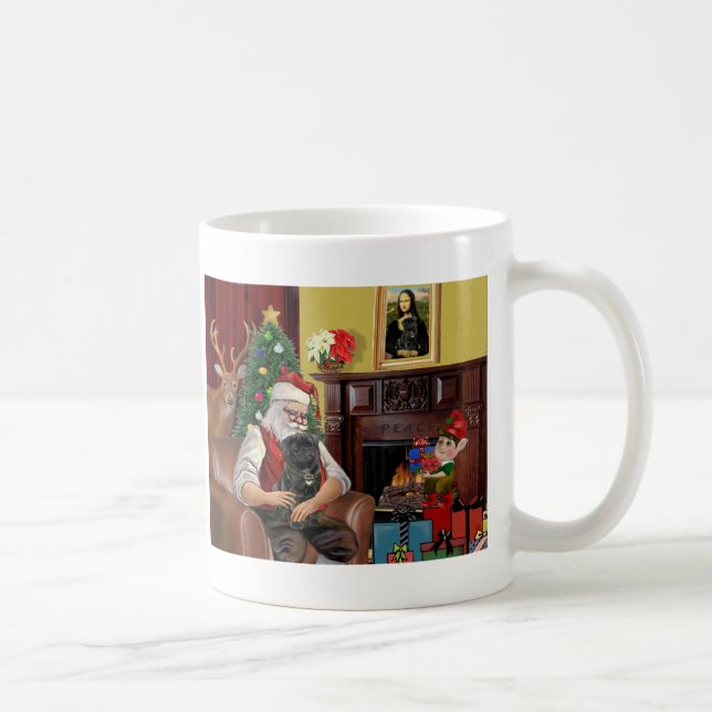 Santa's Black Pug Coffee Mug (Right)