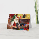 Santa&#39;s Black Toy/min. Poodle Holiday Card at Zazzle