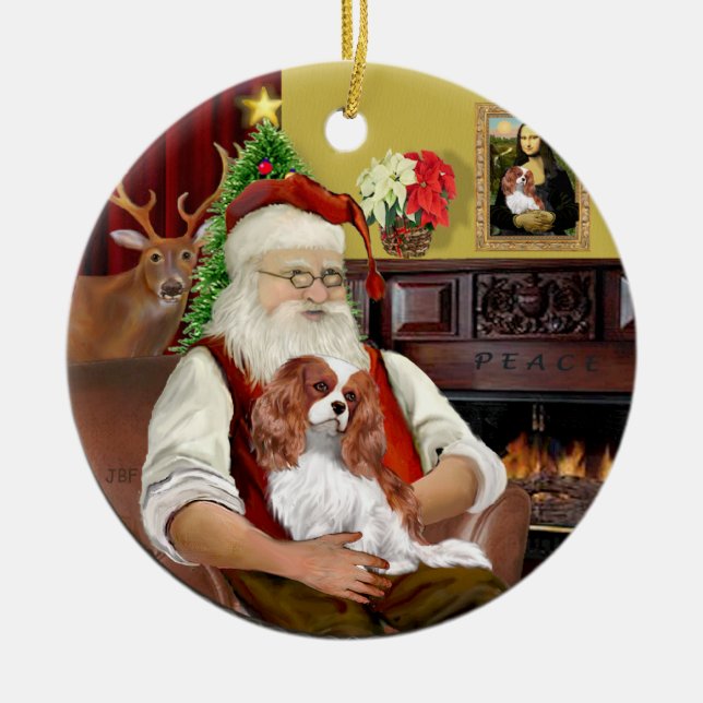Santa's Blenheim Cavalier Ceramic Ornament (Front)