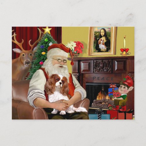 Santas Blenheim Cavalier Holiday Postcard