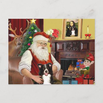 Santa's Border Collie Holiday Postcard by dogartchristmasgifts at Zazzle