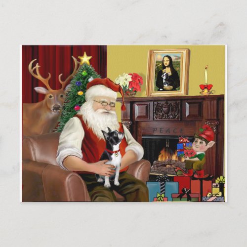 Santas Boston Terrier Holiday Postcard