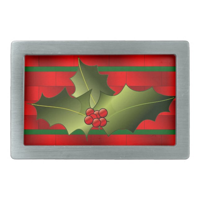 Santa's Bricks and Mistletoe Belt Buckle (Front)