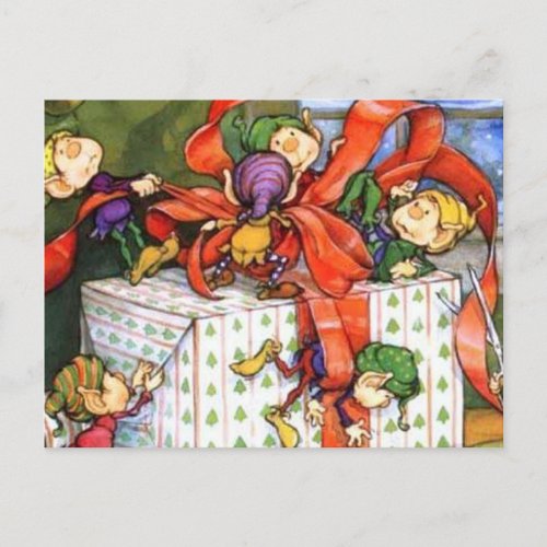 Santas Busy Elves on Christmas  Postcard