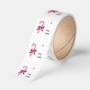 Santa's Candy Cane Ribbon Illustration Square Sticker