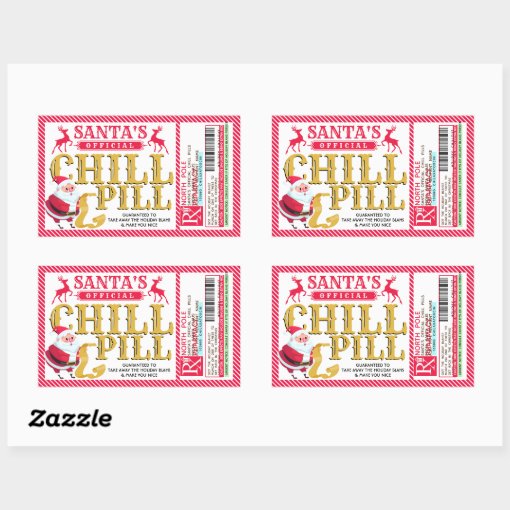 Santa's Chill Pill Christmas Sticker | Zazzle