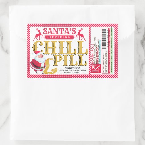 Santa's Chill Pill Christmas Sticker | Zazzle