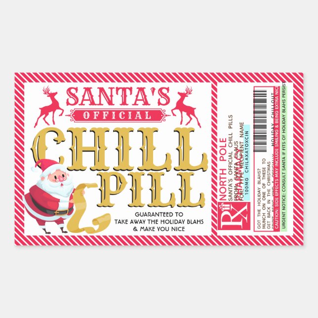 Santa's Chill Pill Christmas Sticker (Front)