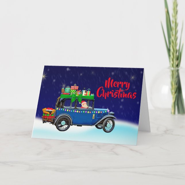 Santa's Christmas Car Holiday Greeting Card (Front)