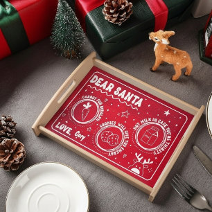 Santa's Christmas Cookie and Milk Serving Tray