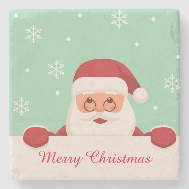 Santa's Christmas Greeting Stone Coaster (Front)