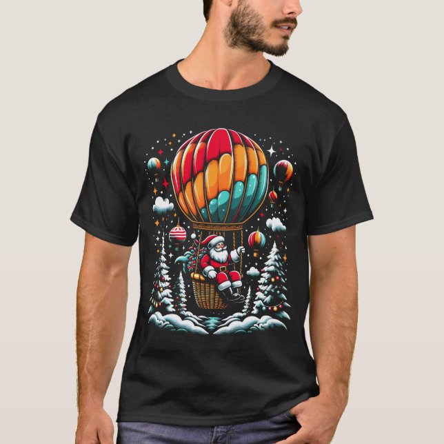 Santa's Christmas Hot Air Balloon Adventure T-Shirt (Front)