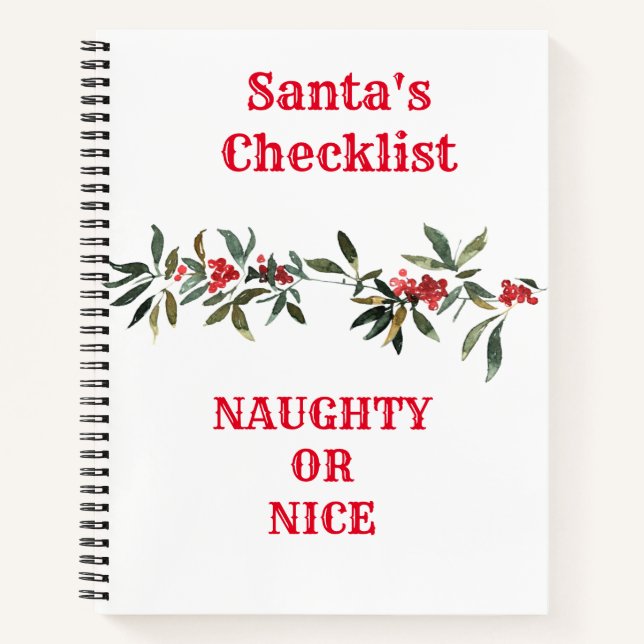 Santas Christmas naughty or nice checklist Notebook (Front)