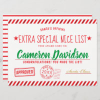 Santa's Christmas Nice List Award Invitation