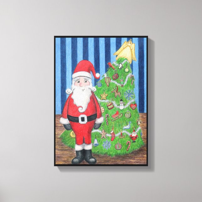 Santa's Christmas Portrait Canvas Print (Front)
