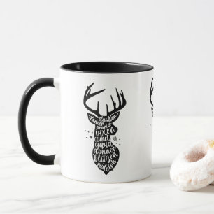 Santa's Christmas Reindeers, Black & White Mug