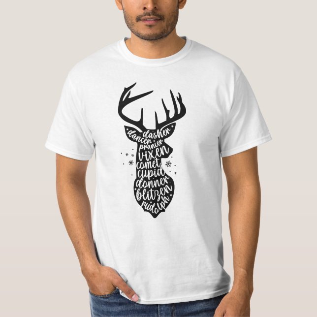 Santa's Christmas Reindeers  T-Shirt (Front)