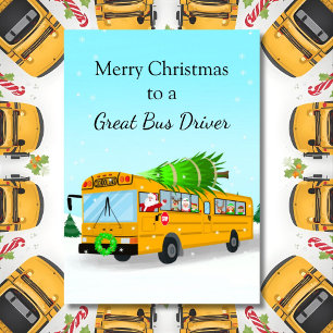 Santa's Christmas School Bus Driver Card