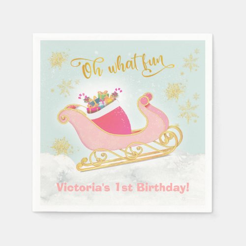 Santas Christmas Sleigh Birthday Party Napkins