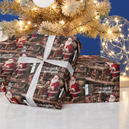 Santas Christmas Toy Workshop  Wrapping Paper