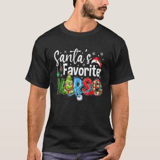 Santa's Claus Favorite Nurse Santa Xmas Stethoscop T-Shirt
