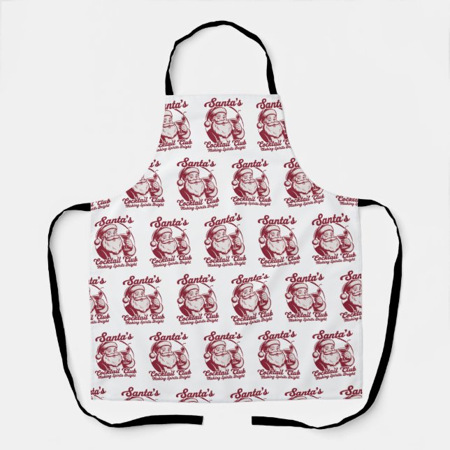 Santa's Cocktail Club Funny Xmas Holiday Drinking Apron (Front)