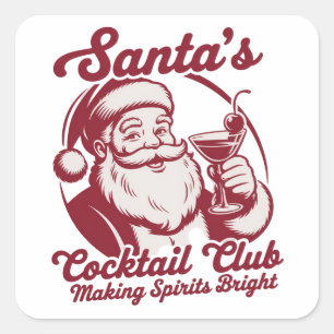 Santa's Cocktail Club Funny Xmas Holiday Drinking Square Sticker