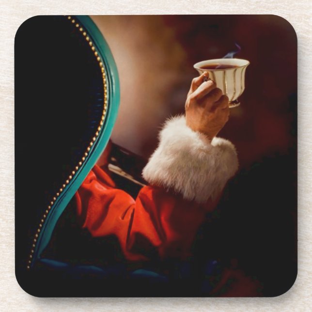 Santa's Coffee Break Vintage Drink Coaster (Front)