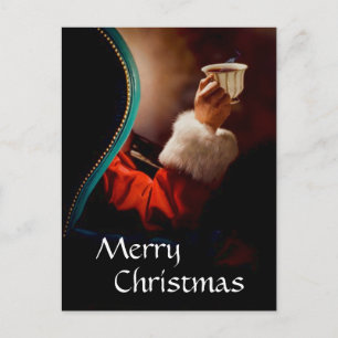 Santa's Coffee Break Vintage Holiday Postcard