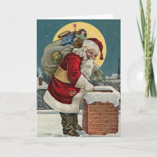 "Santa's Coming down the Chimney" Card
