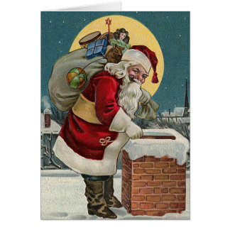 Santa Is Coming Down The Chimney Cards | Zazzle