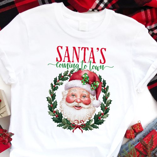 Santa'S Coming To Town Classic Christmas Tri-Blend Shirt