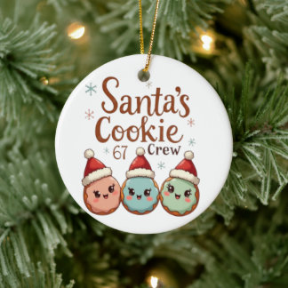 Santa's Cookie 67 Crew Ceramic Ornament