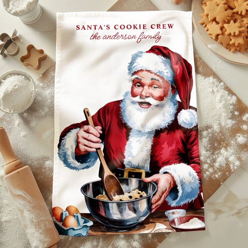 Santa'S Cookie Crew Personalized Christmas Kitchen Towel