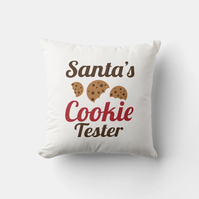 Santa's Cookie Tester Throw Pillow (Front)