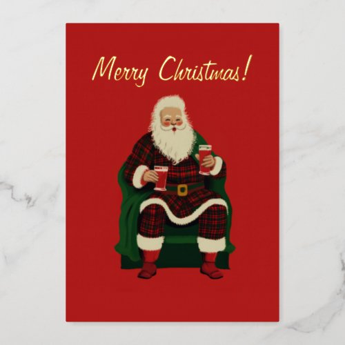 Santas Cozy Cheers Foil Holiday Card
