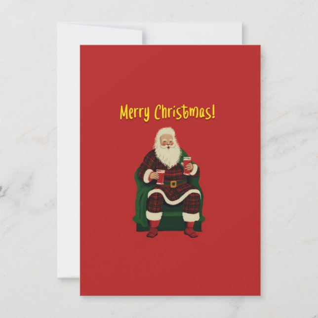 Santa's Cozy Cheers Holiday Card (Front)