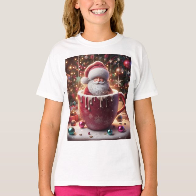 Santa's Cozy Cup T-Shirt (Front)