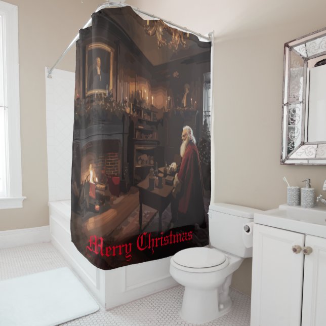 Santa's Cozy Nook Shower Curtain (In Situ)