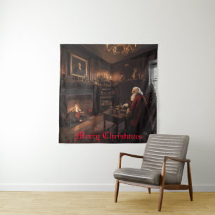 Santa's Cozy Nook Tapestry