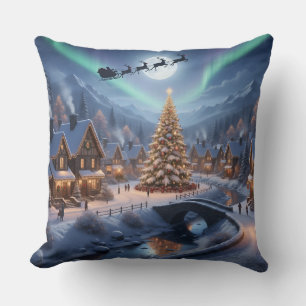 Santa's Cozy Visit - A Night of Wonder Throw Pillow