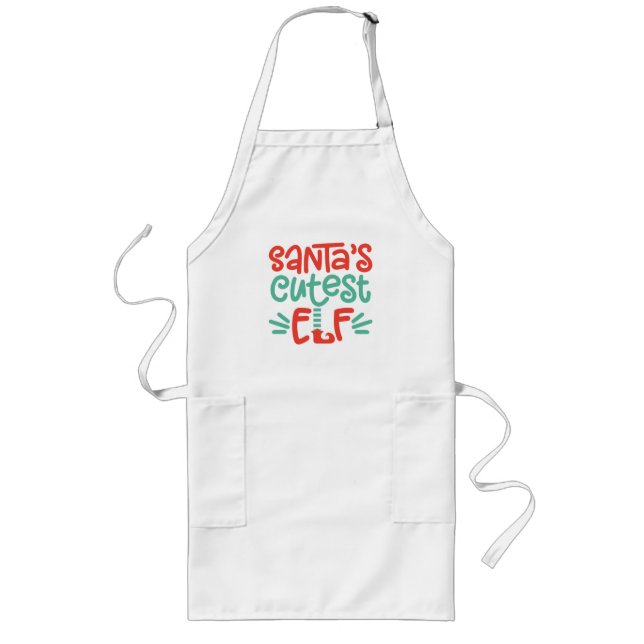 Santas Cutest Elf Christmas Long Apron (Front)