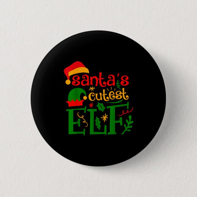 Santa's Cutest Elf Infant Pajamas Christmas Boy An Button (Front)