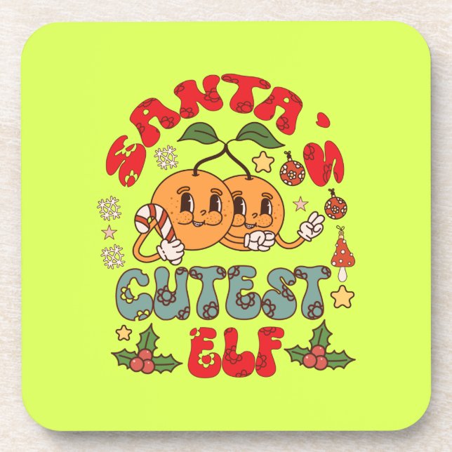Santa's Cutest Elf Sublimation-80881 Beverage Coaster (Front)
